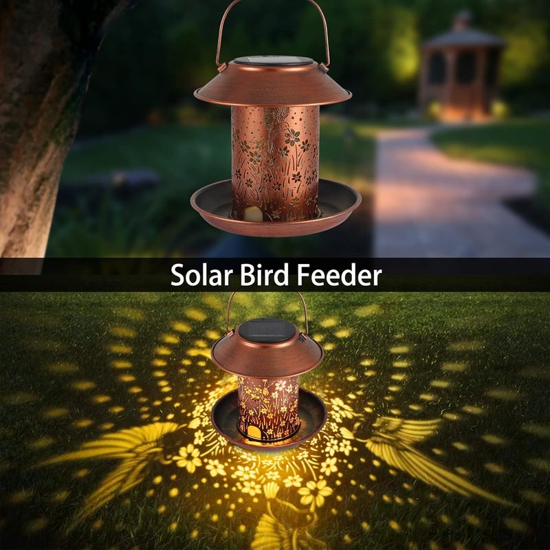 Tepaken Bird Feeders for Outdoors Hummingbird Solar Lanterns Outdoor Waterproof Garden Decor Gifts for Women Mom Grandma Metal Solar Decoration Outside LED Lanterns for Yard, Patio, Lawn, Pathway(2 Pack) - Image 2
